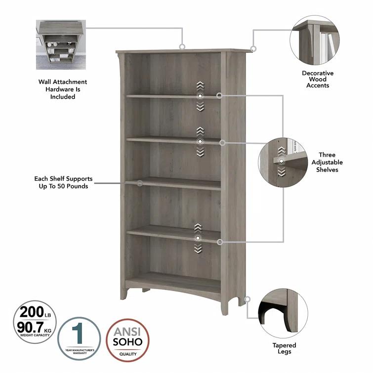 Khadesha Tall 5 Shelf Bookcase - Set Of 2