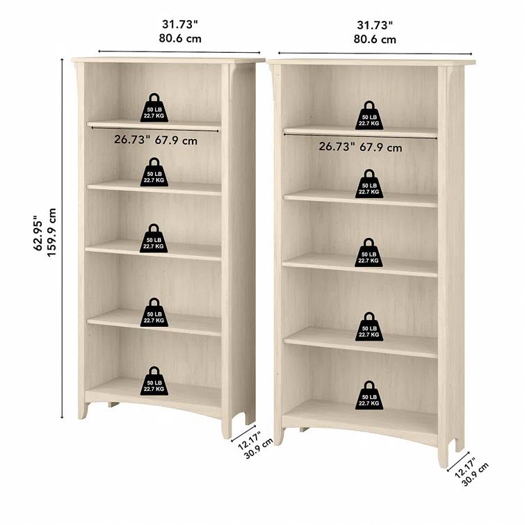 Khadesha Tall 5 Shelf Bookcase - Set Of 2