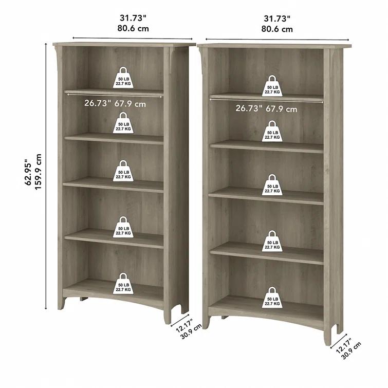 Khadesha Tall 5 Shelf Bookcase - Set Of 2