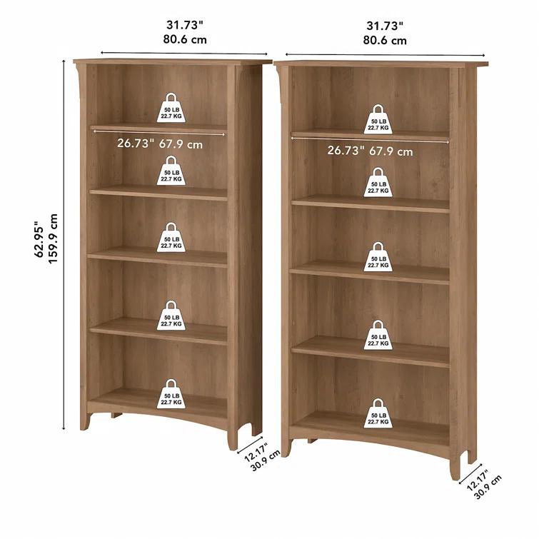 Khadesha Tall 5 Shelf Bookcase - Set Of 2