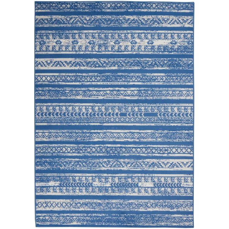 Pleasanton Abstract Blue/Ivory Area Rug