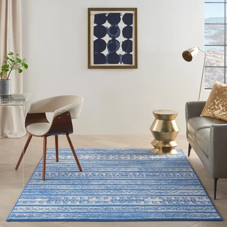 Pleasanton Abstract Blue/Ivory Area Rug