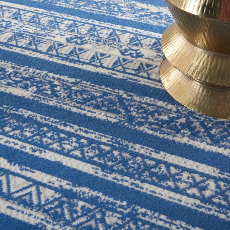 Pleasanton Abstract Blue/Ivory Area Rug