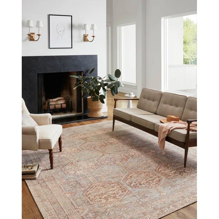 Jules Rug by Chris Loves Julia x Loloi - Tangerine and Mist / 5' x 7'6"