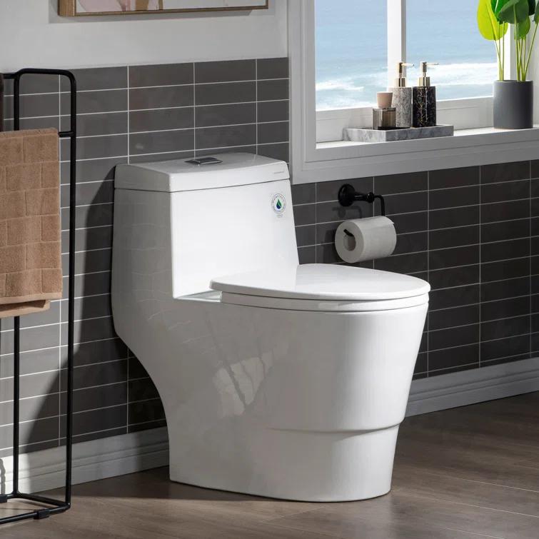 1.28 GPF Elongated Comfort ADA Height One Piece Dual-Flush Toilet with Soft-Closing Seat,MAP Flushing 1000G