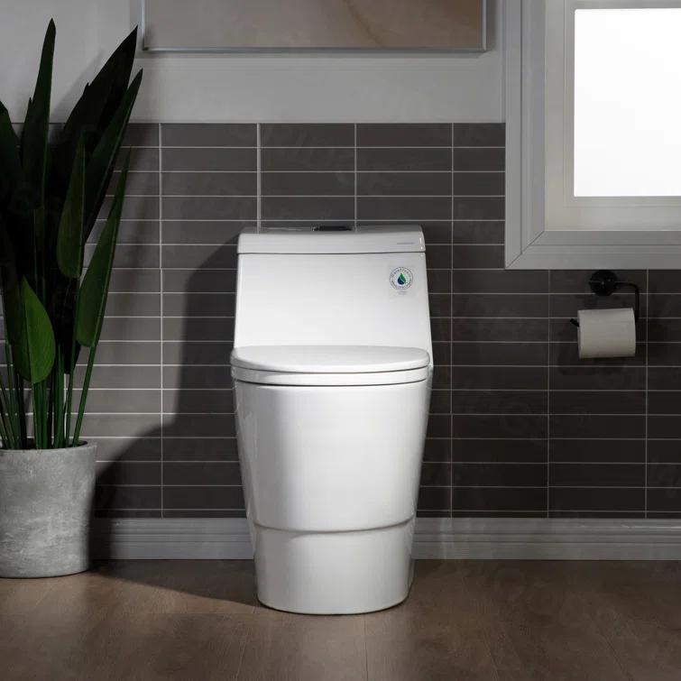 1.28 GPF Elongated ADA Height One Piece Dual-Flush Toilet with Soft-Closing Seat,MAP Flushing 1000G