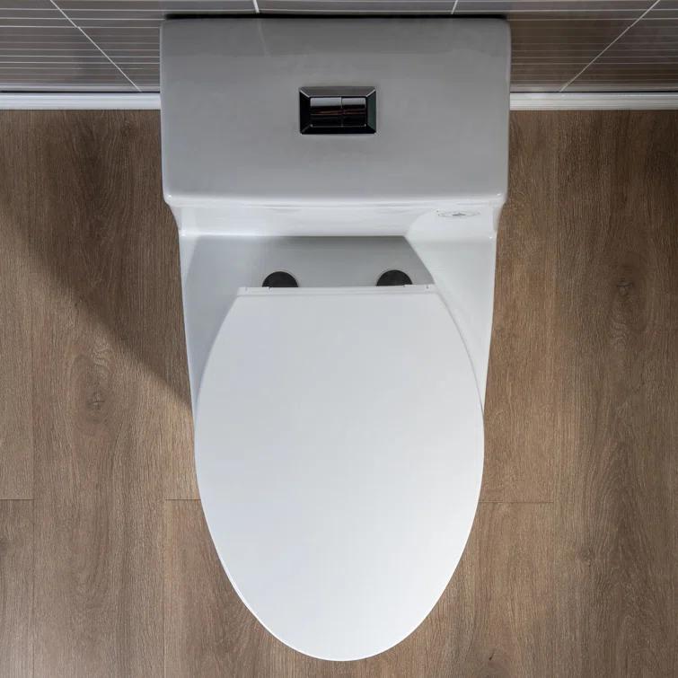 1.28 GPF Elongated ADA Height One Piece Dual-Flush Toilet with Soft-Closing Seat,MAP Flushing 1000G