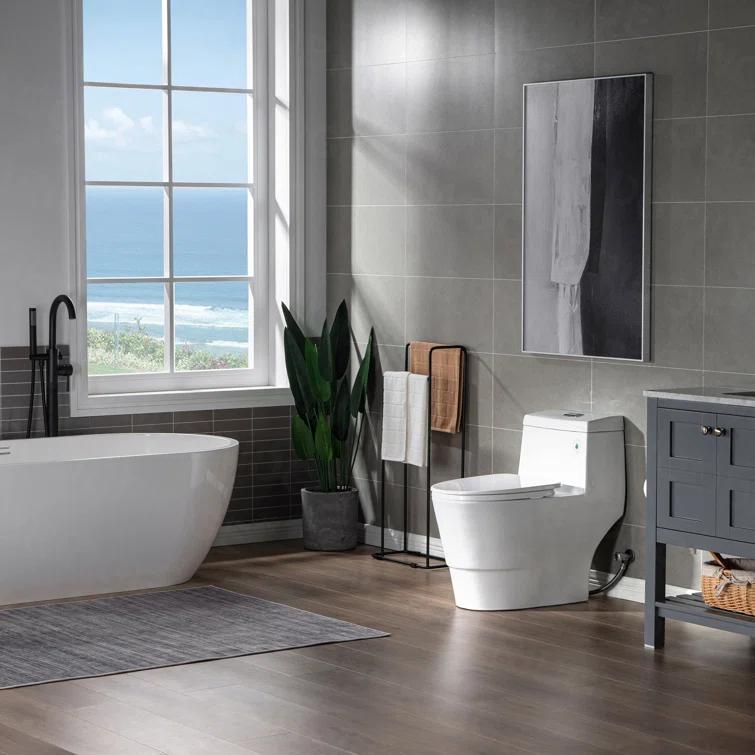 1.28 GPF Elongated ADA Height One Piece Dual-Flush Toilet with Soft-Closing Seat,MAP Flushing 1000G