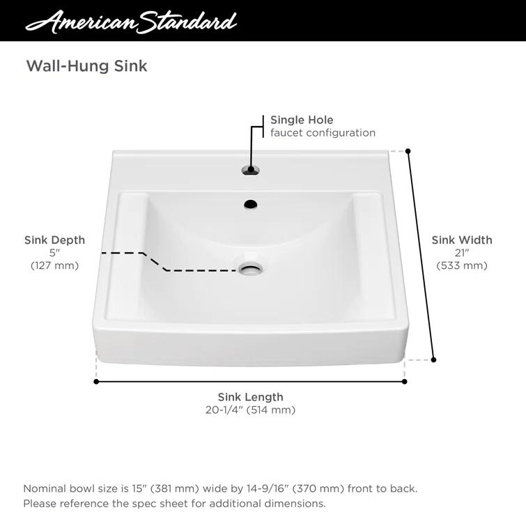 American Standard Decorum 20.25'' White Vitreous China Rectangular Bathroom Sink with Overflow
