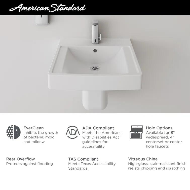 American Standard Decorum 20.25'' White Vitreous China Rectangular Bathroom Sink with Overflow