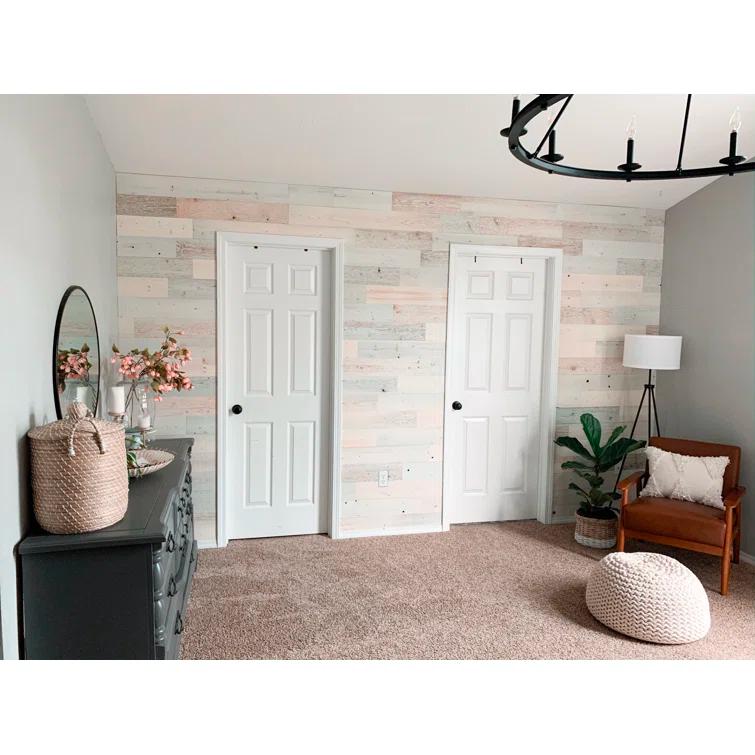 Timberchic River Reclaimed Wooden Wall planks - Simple Peel & Stick Wall Covering Application for DIY Accent Wall & Home Improvement - Modern, Premium Wall Paneling