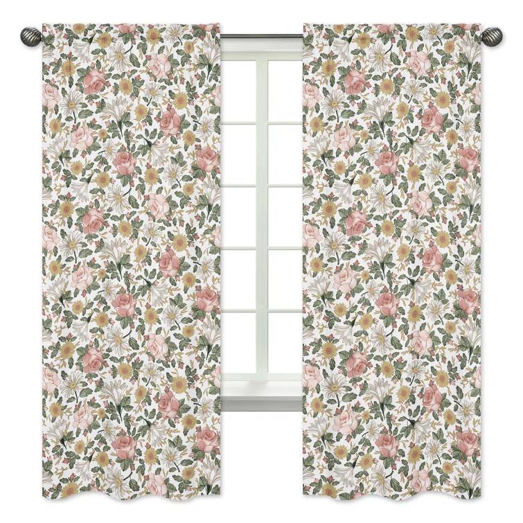 Sweet Jojo Designs Vintage Floral Semi-Sheer Rod Pocket Curtain Panels (Set of 2)