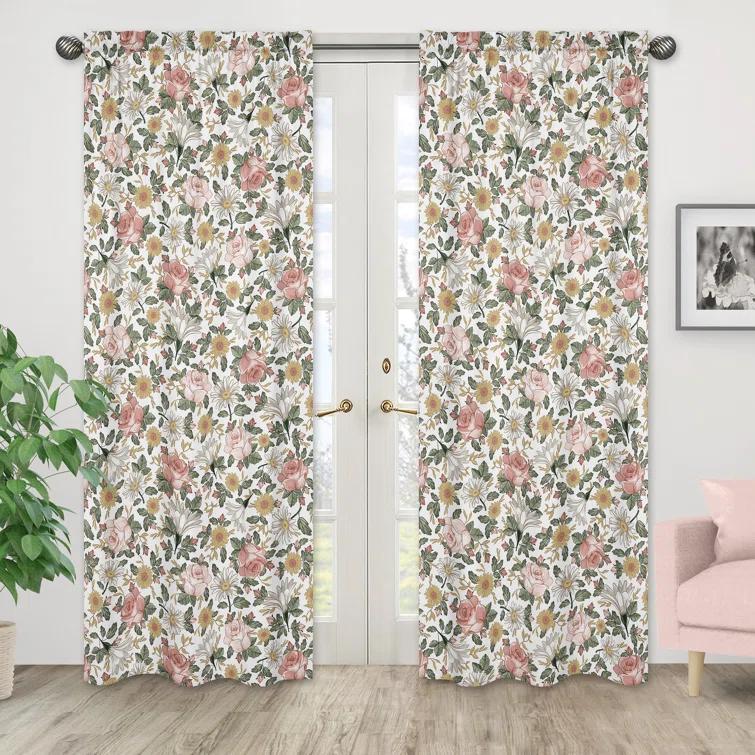 Sweet Jojo Designs Vintage Floral Semi-Sheer Rod Pocket Curtain Panels (Set of 2)