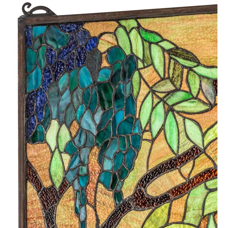 48" High x 32" Wide Tiffany Wisteria & Snowball Art Glass Window