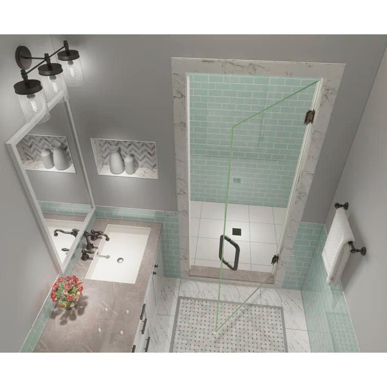 Aston SDR997EZ-NBR-35580 Kinkade XL 35.25" - 35.75" W x 80" H Hinged Frameless Shower Door