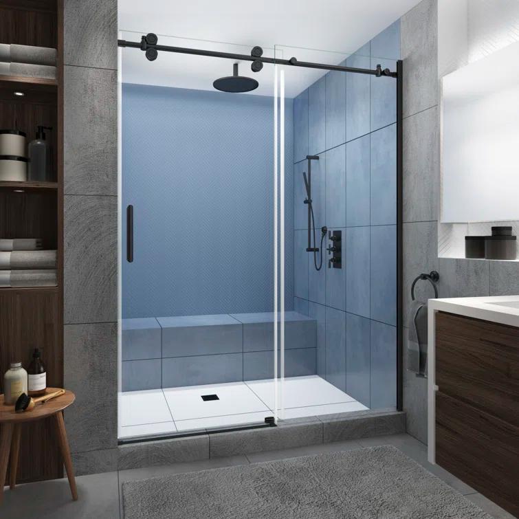 Aston Langham XL 48 - 52" W x 80" H Sliding Frameless Shower Door SDR978EZ.UC-ORB-5280-L