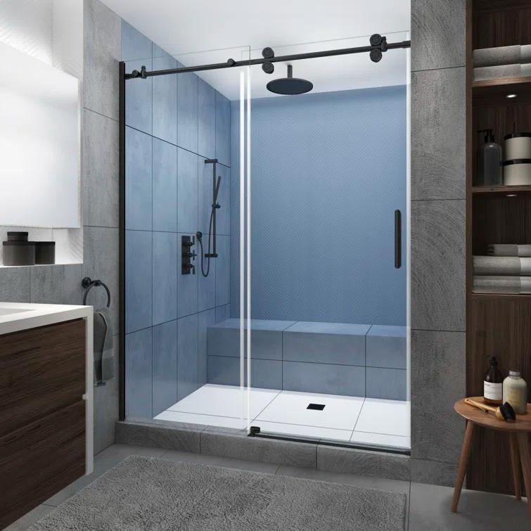 Langham XL 56 - 60" W x 80" H Sliding Frameless Shower Door