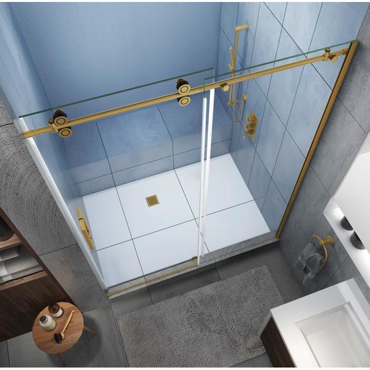 Aston Langham XL 56 - 60" W x 80" H Sliding Frameless Shower Door SDR978EZ.UC-BG-6080-L
