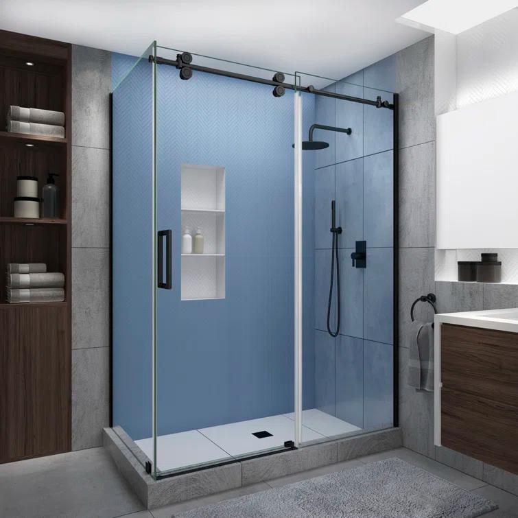 Langham XL 48" - 52" W x 32" D x 80" H Frameless Rectangle Sliding Shower Enclosure