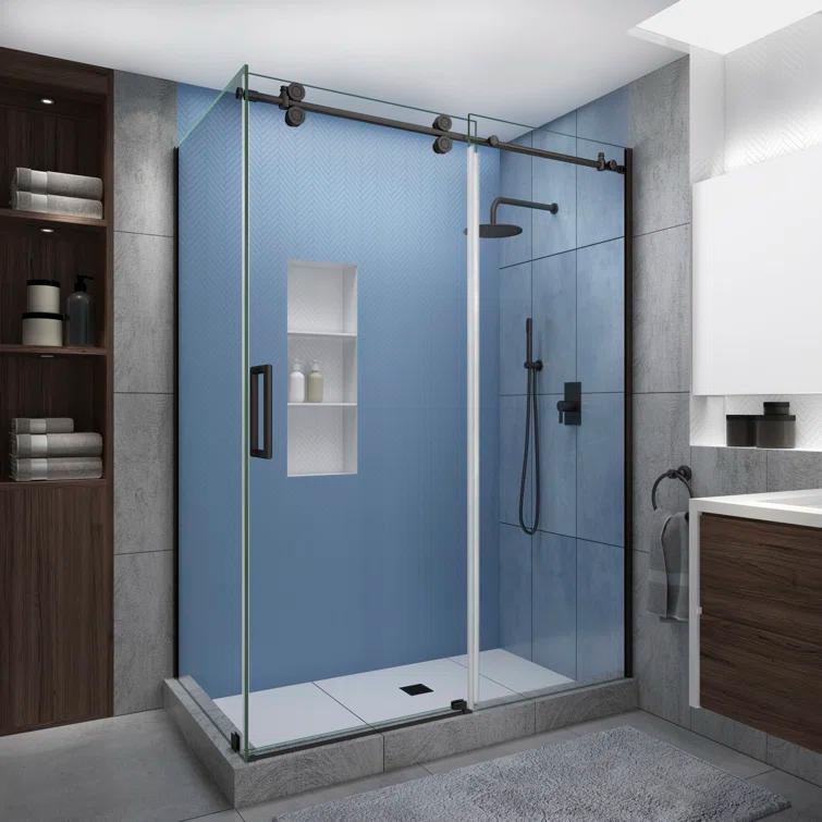 Langham XL 56" - 60" W x 32" D x80" H Frameless Rectangle Shower Enclosure