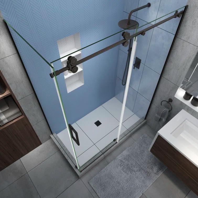 Langham XL 56" - 60" W x 32" D x80" H Frameless Rectangle Shower Enclosure