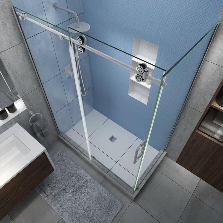 Langham XL 56" - 60" W x 38" D x 80" H Frameless Rectangle Sliding Shower Enclosure