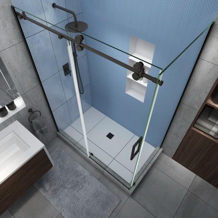 Langham XL 56" - 60" W x 32" D x80" H Frameless Rectangle Shower Enclosure