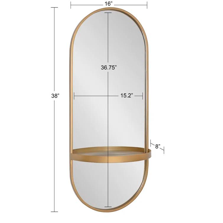 Lumi Metal Flat Mirror with Shelves
