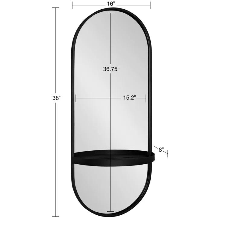Lumi Metal Flat Mirror with Shelves