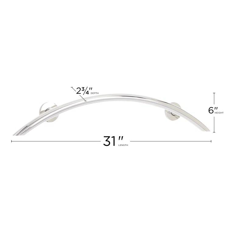 Lifestyle & Wellness Crescent Curved Wall Mount Bathroom Shower 30" Grab Bar
