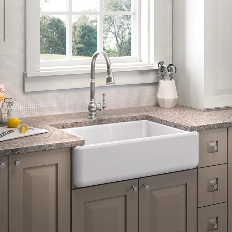 Whitehaven® 33" x 22" Self-Trimming Under-Mount Single-Bowl Kitchen Sink with Tall Apron