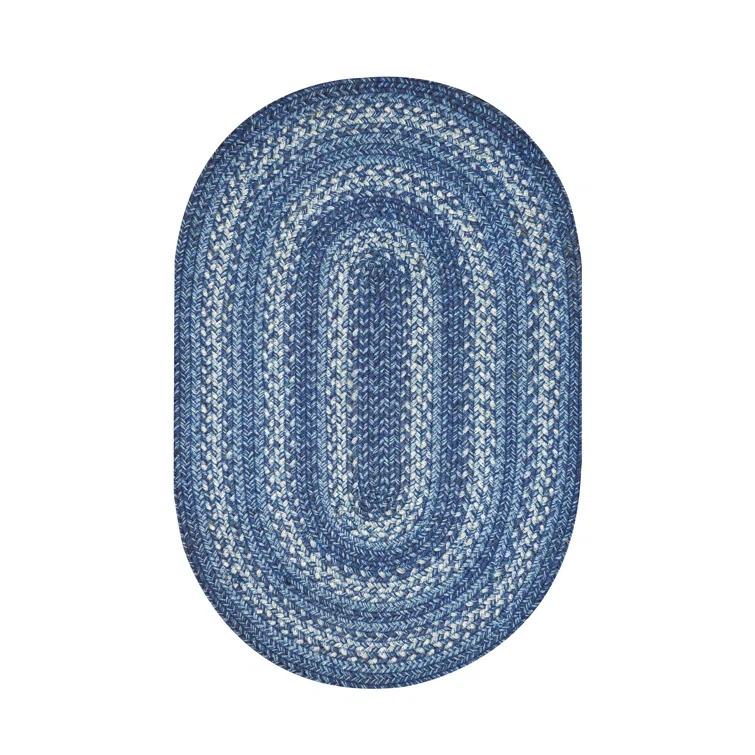 Damell Braided Non-Shedding Reversible Jute Blue Rug