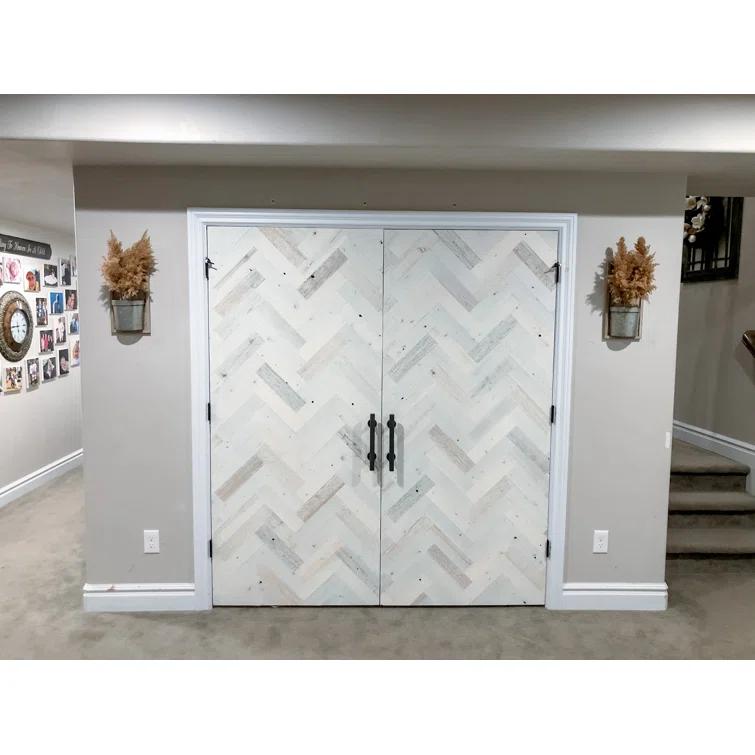 Timberchic River Reclaimed Wooden Wall planks - Simple Peel & Stick Wall Covering Application for DIY Accent Wall & Home Improvement - Premium Wall Paneling - Herringbone Pattern