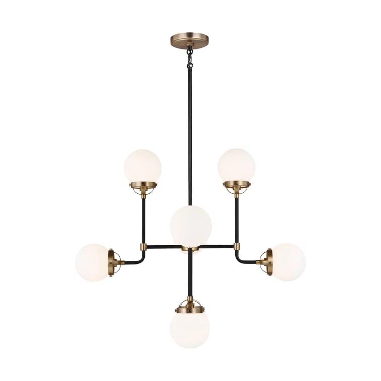 Generation Lighting Cafe 8 -Light Satin Brass Modern/contemporary For Use in Dining Rooms, Foyers, Kitchens, Chandelier