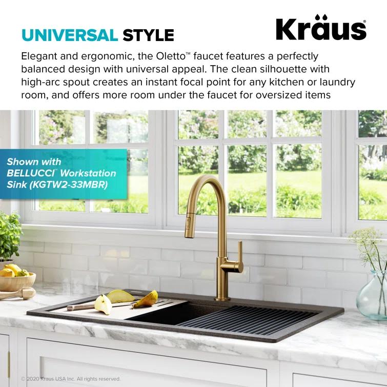 KRAUS Oletto Single Handle Pull Down Kitchen Faucet