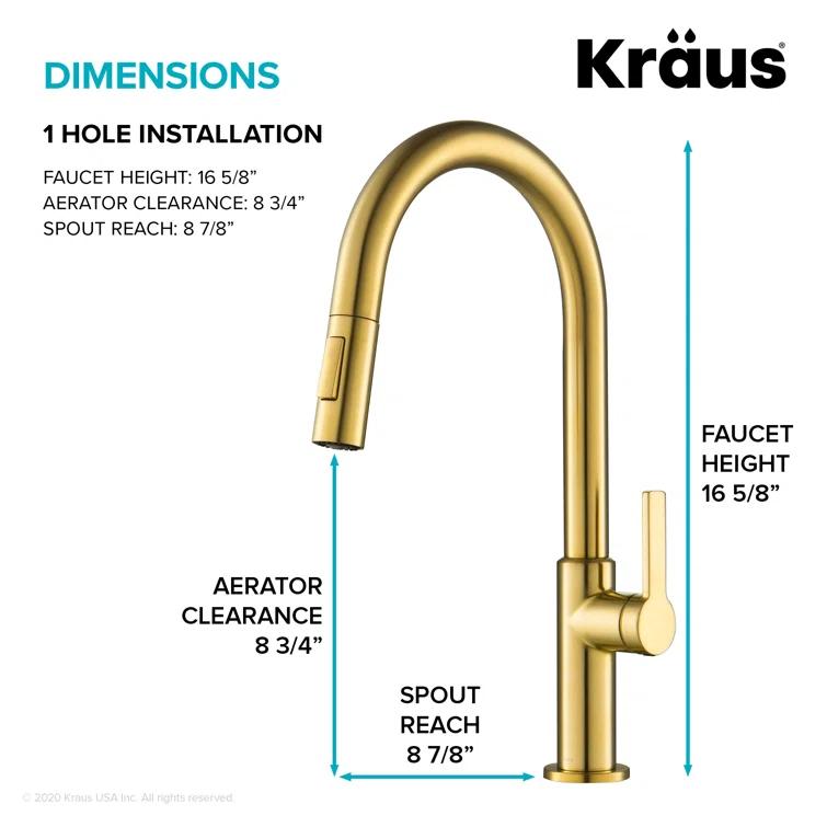 KRAUS Oletto Single Handle Pull Down Kitchen Faucet
