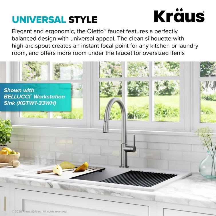 KRAUS Oletto Single Handle Pull Down Kitchen Faucet