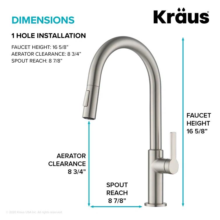 KRAUS Oletto Single Handle Pull Down Kitchen Faucet