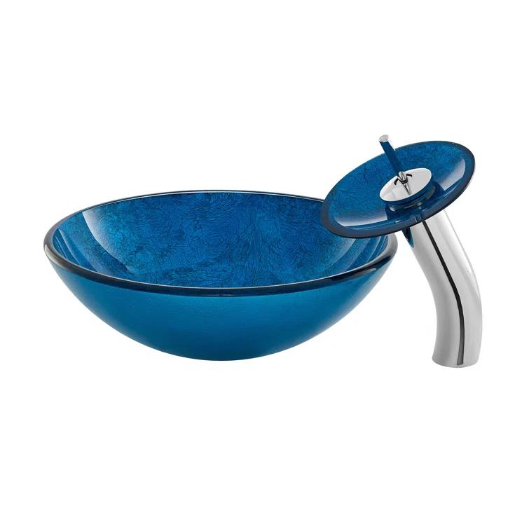 Cascade 16.5 Glass Vessel Sink with Faucet