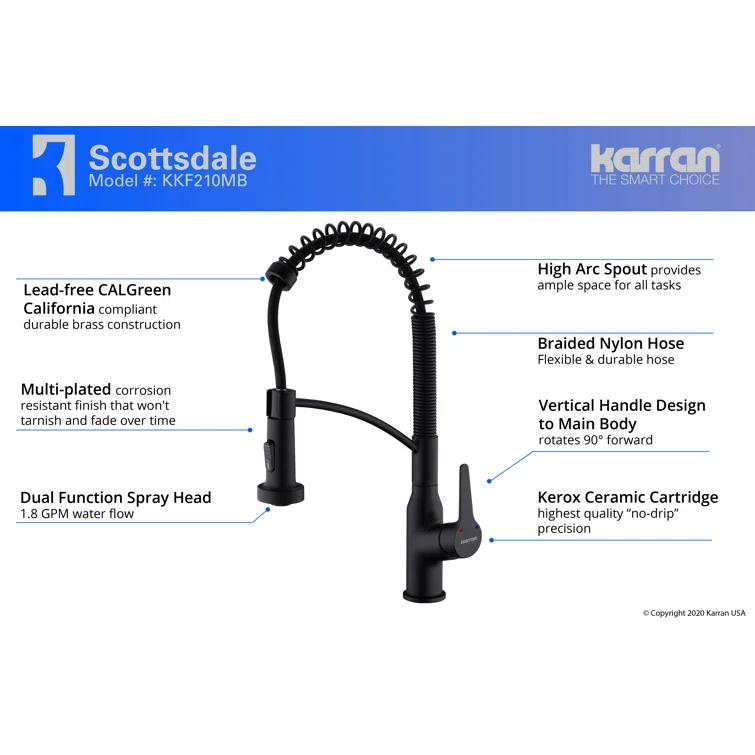 Karran Scottsdale Single-Handle Pull-Down Sprayer Kitchen Faucet