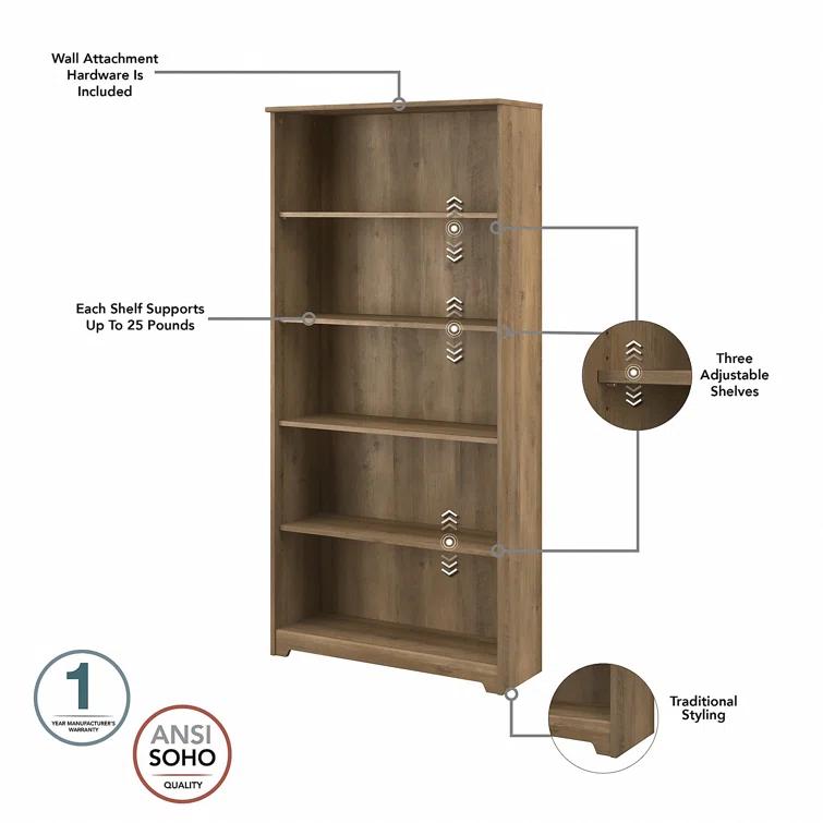 Shelonda 5 Shelf 66" Standard Bookcase