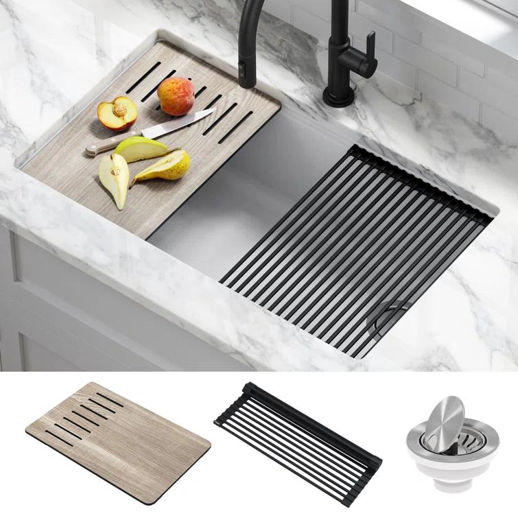 Kraus Bellucci 32 in. Undermount Quartz Composite Single Bowl Kitchen Sink with Accessories