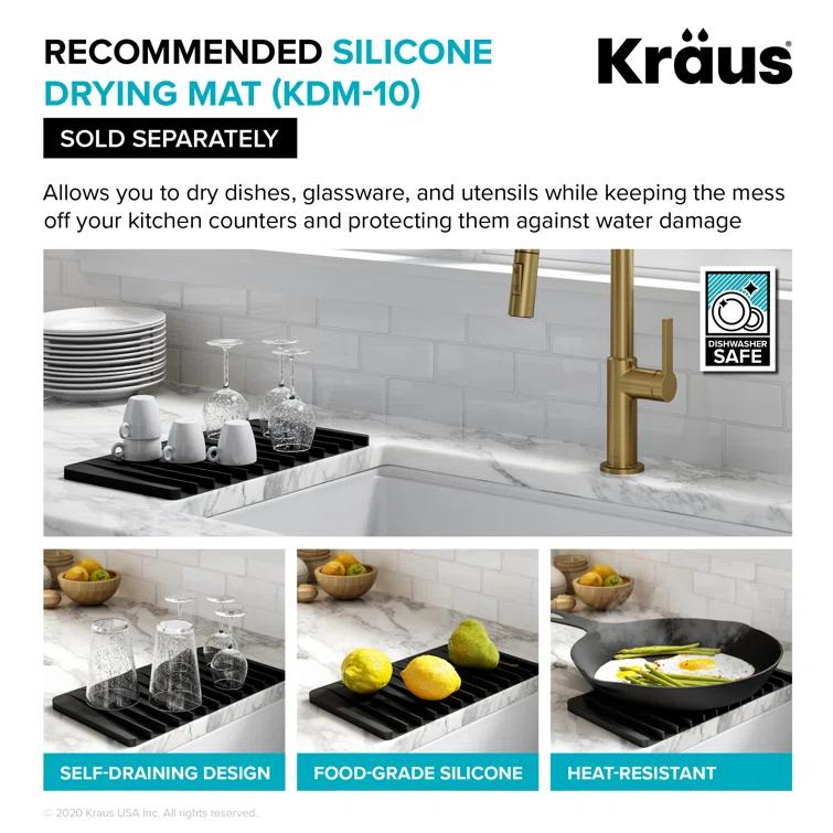 KRAUS Turino™ Workstation 33" L Farmhouse Reversible Apron Front Fireclay Single Bowl Kitchen Sink