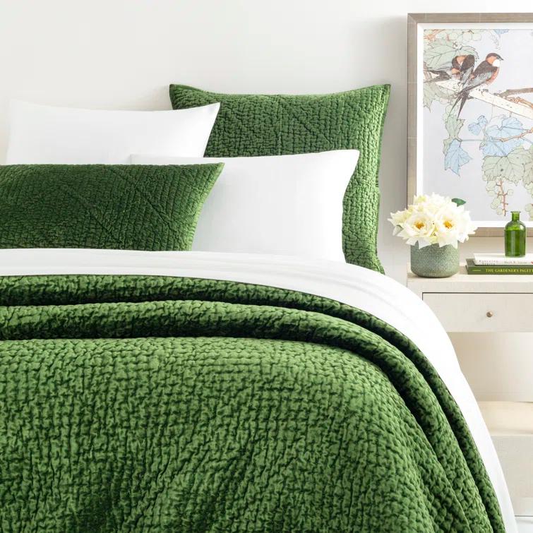Pine Cone Hill Parisienne Velvet Evergreen Quilted Sham