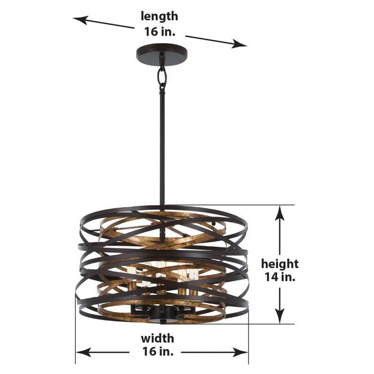 Minka Lavery Dark Bronze Mosaic Gold Pendant Chandelier 16" Wide Modern 5-Light Fixture for Dining Room House Foyer Kitchen Home
