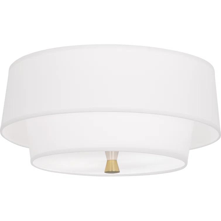 Ascot White and Brass 2-Light Flush Mount Ceiling Fixture