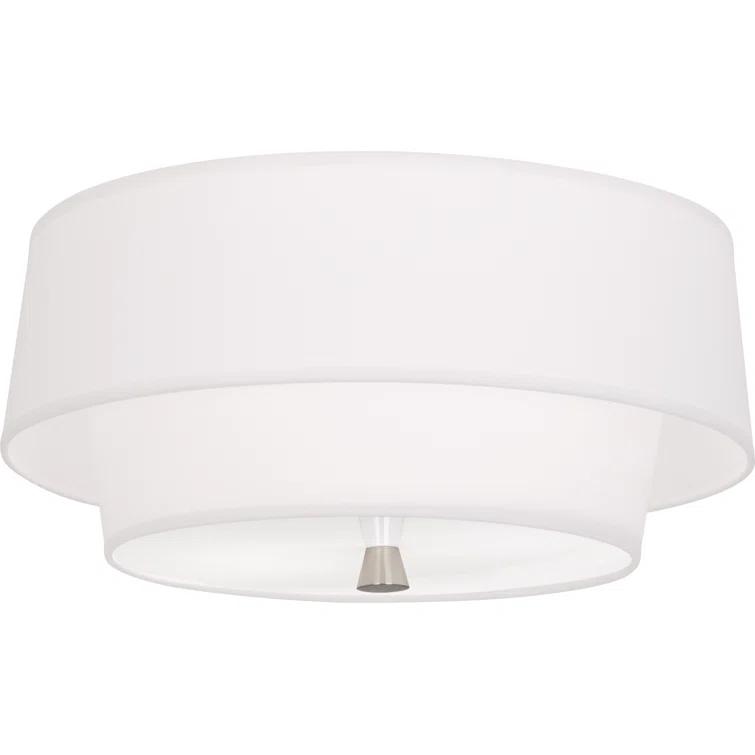 Decker 17" Polished Nickel and White Flush Mount Light