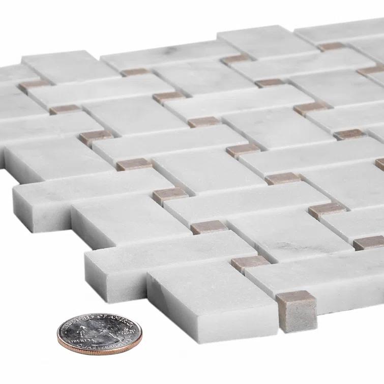 12" x 12" Natural Stone Basketweave Mosaic Wall & Floor Tile