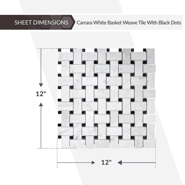 12" x 12" Natural Stone Basketweave Mosaic Wall & Floor Tile