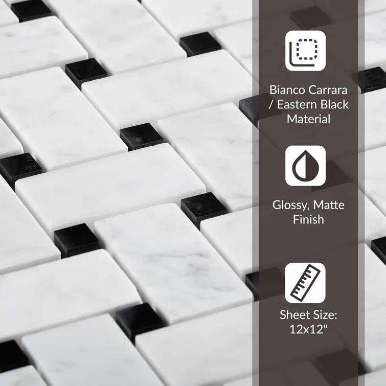 12" x 12" Natural Stone Basketweave Mosaic Wall & Floor Tile